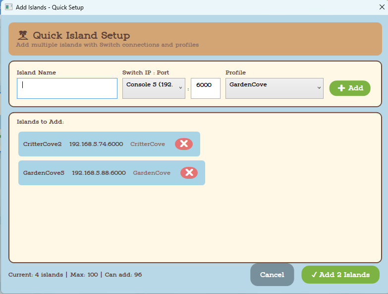 Add Islands